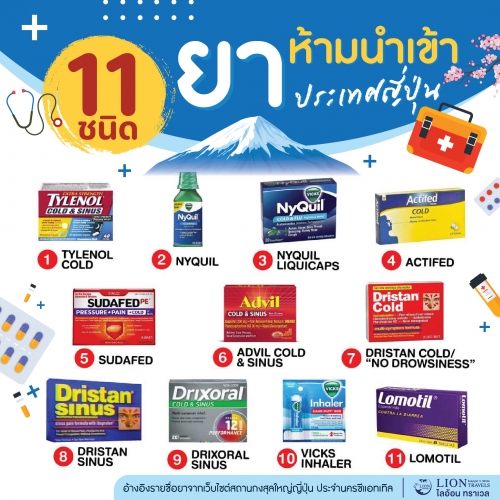 ยาห้ามนำเข้าญี่ปุ่น 11 ชนิด อัปเดตล่าสุดพร้อมวิธีเตรียมตัว