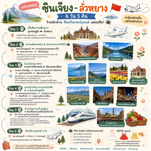 แจกแพลนเที่ยวซินเจียง ลั่วหยาง 6 วัน 5 คืน สวยปังระดับสวิส