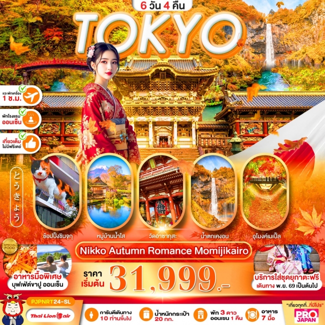 ทัวร์เกาหลี BUSAN BLOSSOM 4D 2N BY 7C (TW) ทัวร์ญี่ปุ่น PRO TOKYO NIKKO AUTUMN ROMANCE MOMIJIKAIRO FULL DAY 6D4N (PBK)