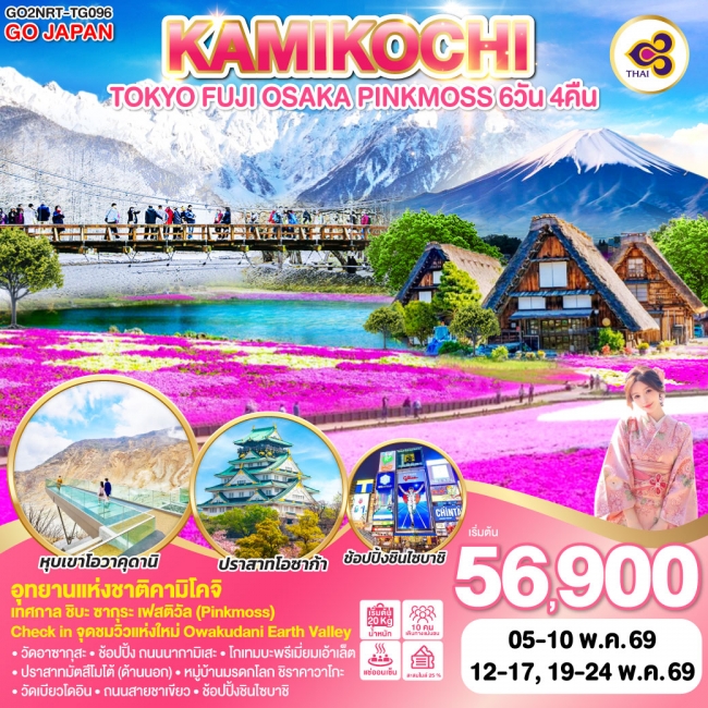ทัวร์TOKYO FUJI OSAKA KAMIKOCHI PINKMOSS (GO)