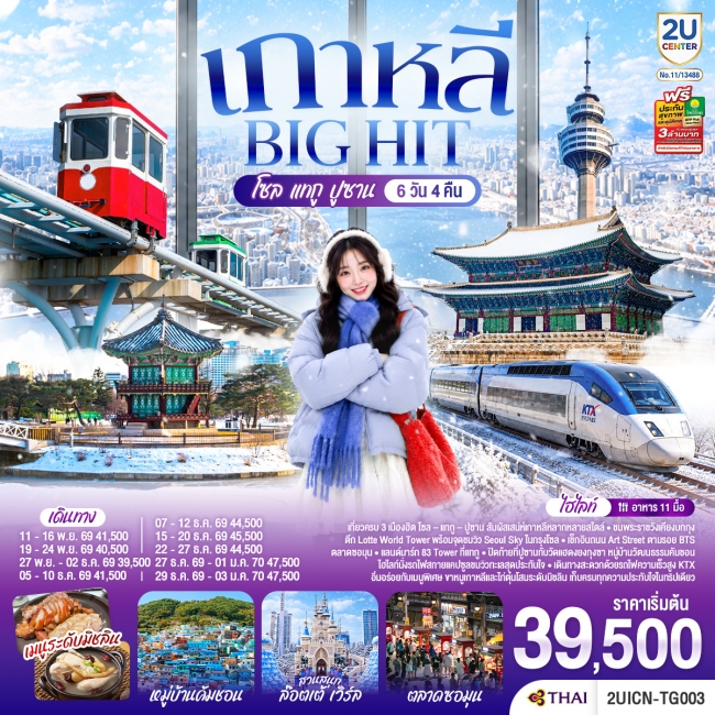 ทัวร์เกาหลี BUSAN BLOSSOM 4D 2N BY 7C (TW) ทัวร์เกาหลี บิ๊กฮิต โซล แทกู ปูซาน 6 วัน 4 คืน(2U)