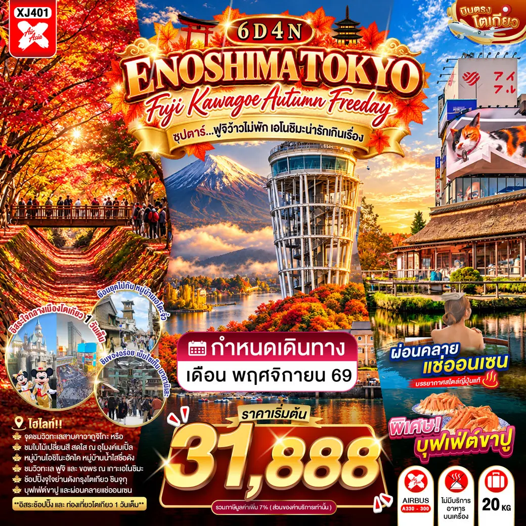 ทัวร์เกาหลี BUSAN BLOSSOM 4D 2N BY 7C (TW) ทัวร์ญี่ปุ่น TOKYO FUJI KAWAGOE ENOSHIMA AUTUMN FREEDAY 6D 4N(TTN)