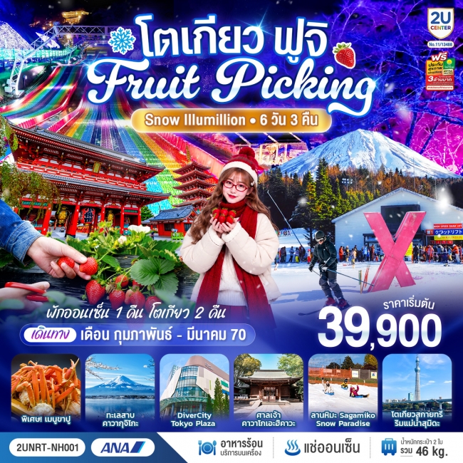 ทัวร์ญี่ปุ่น โตเกียว ฟูจิ FRUIT PICKING SNOW Illumillion 6 วัน 3 คืน(2U) ทัวร์ญี่ปุ่น โตเกียว ฟูจิ FRUIT PICKING SNOW Illumillion 6 วัน 3 คืน(2U)