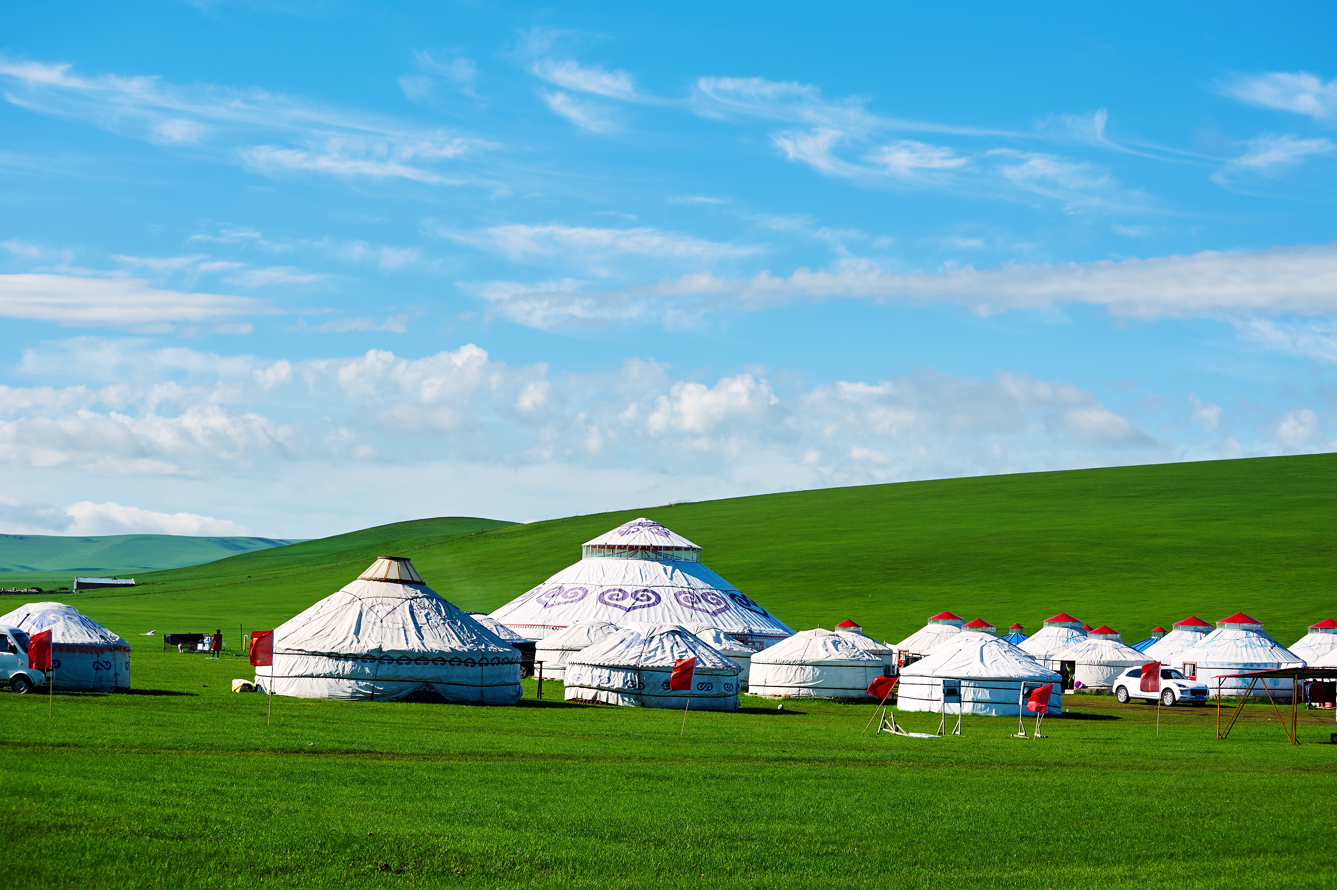 Ordos มองโกเลียใน วิวทะเลทรายและทุ่งหญ้ากว้างใหญ่ ประเทศจีน