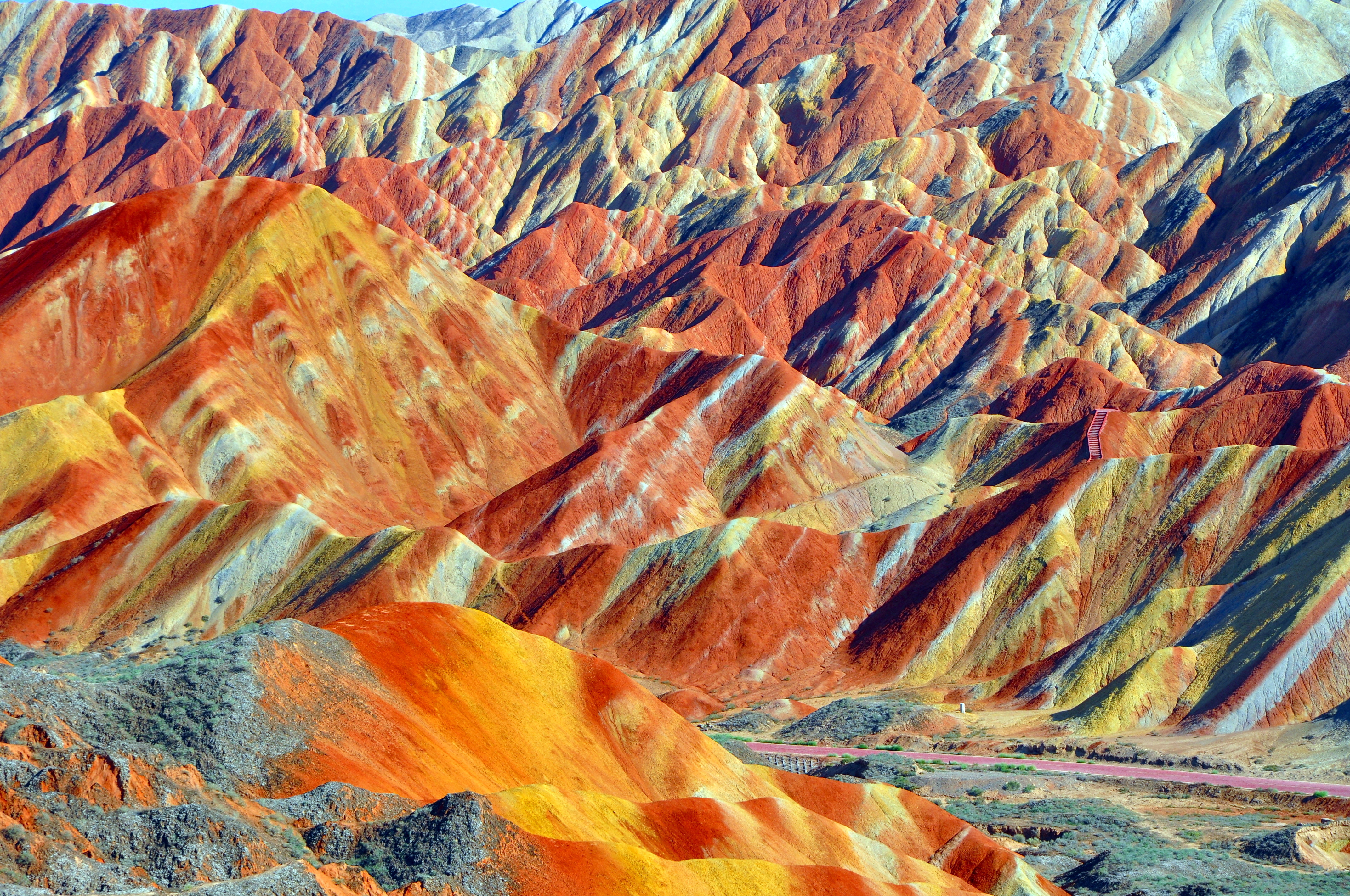 จางเย่ ภูเขาสายรุ้ง ประเทศจีน Zhangye Danxia Rainbow Mountains วิวภูเขาหลากสี