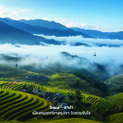 วิวภูเขาและทุ่งนา Sapa